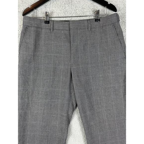 Express Producer Dress Pants Mens 34x32 Plaid Straight Leg Flat Front Striped
